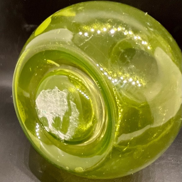 Outdoor glass tea light hanging lantern globe yellow bulbous indent candle - Picture 8 of 13